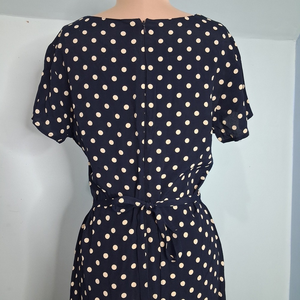 The Limited Navy Blue Polka Dot Maxi Dress Short Sleeve Rayon Sz 10 VTG Style - Picture 13 of 14